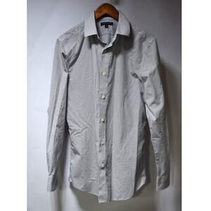 Banana Republic Non Iron Dress Shirt Black White Micro Check Mens M 15-15.5